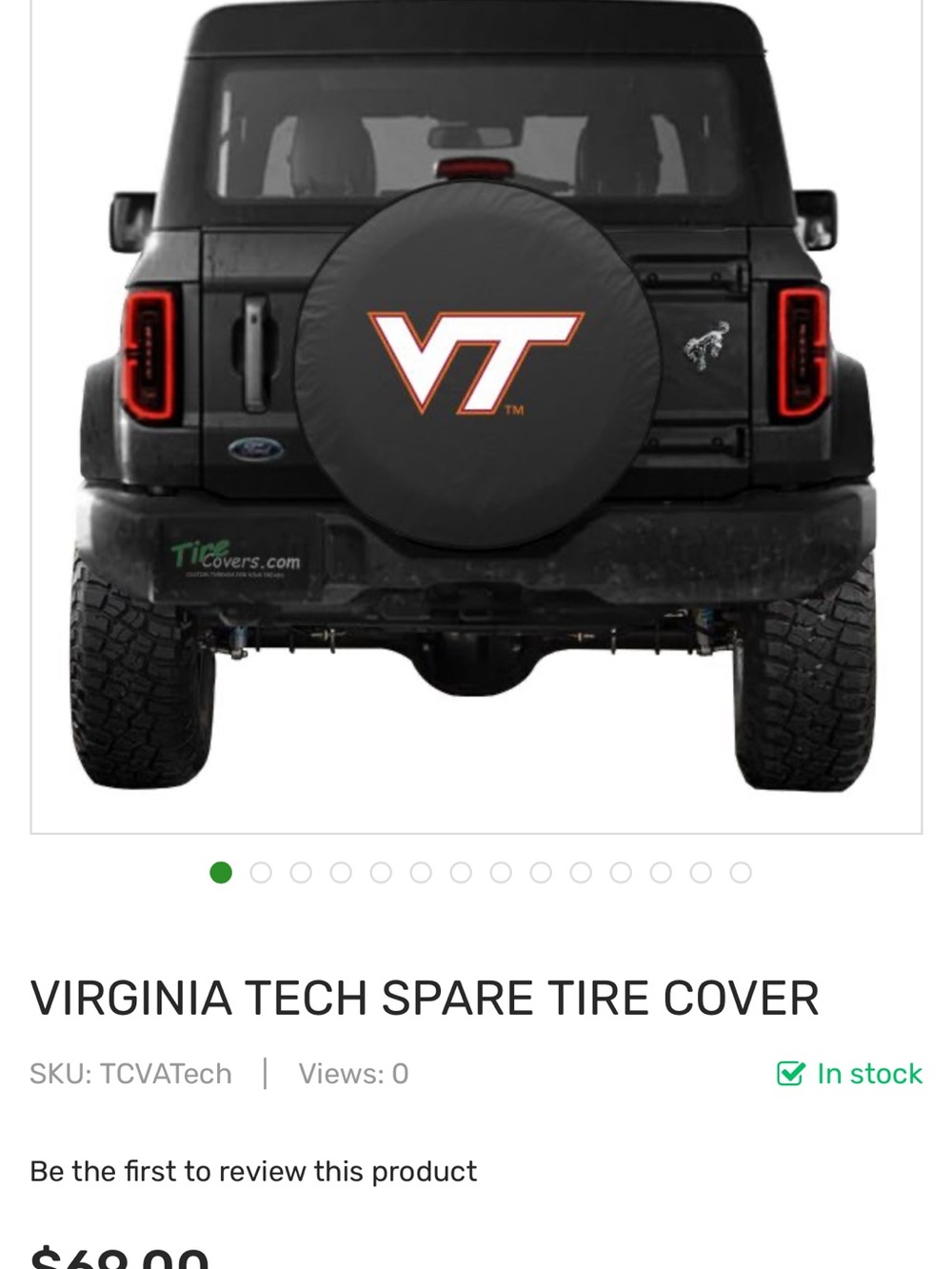 NIB Holland Covers / Bar Stool Co.  ~ Virginia Tech Spare Vehicle Tire Cover